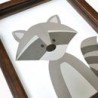 Rakun Cuadro de Madera con recorte en Papel