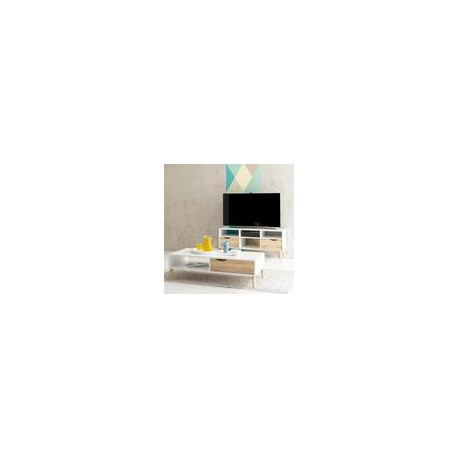 Burdeos Mueble para TV 2 Cajones de Madera